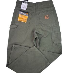 New Carhartt Dungaree Pants Med Green Canvas Big Kids Size 14 Duck NWT